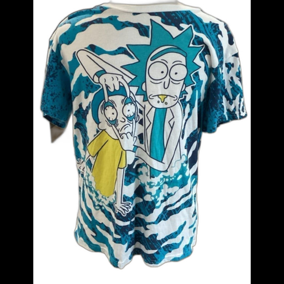 Rick and Morty T-Shirt Men’s Size Medium Color Blue White Graphic Dri-Fit - Picture 1 of 5